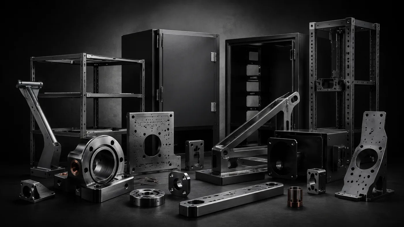 Showcase premium de piezas, estructuras, gabinetes, racks y subensambles metálicos